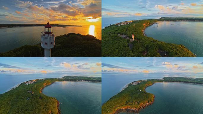 广西北海涠洲岛蓝天白云大海航拍