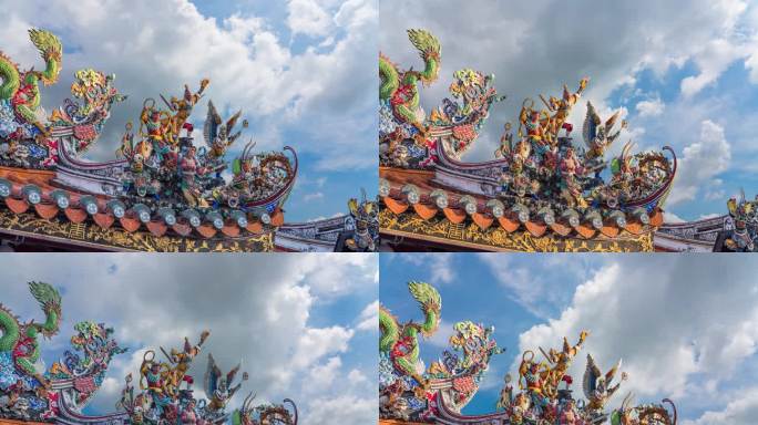 潮州嵌瓷潮汕屋顶镶嵌陶瓷手工艺术延时8K