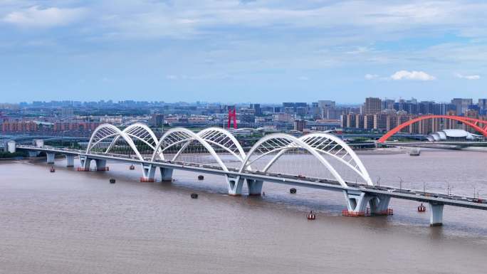 杭州市九堡大桥航拍风光