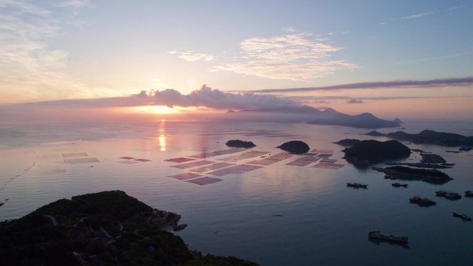 福建霞浦花竹村日出风景航拍