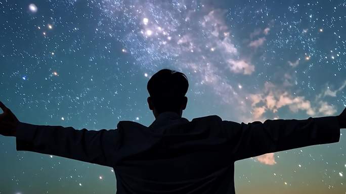 男性 仰望 天空 星空 憧憬 梦想 自由