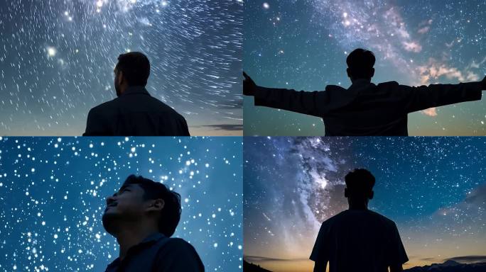男性 仰望 天空 星空 憧憬 梦想 自由