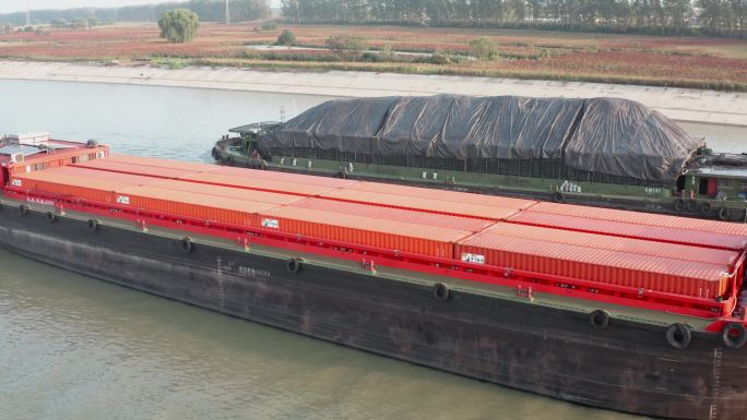 原创4K内河集装箱船镜头一组