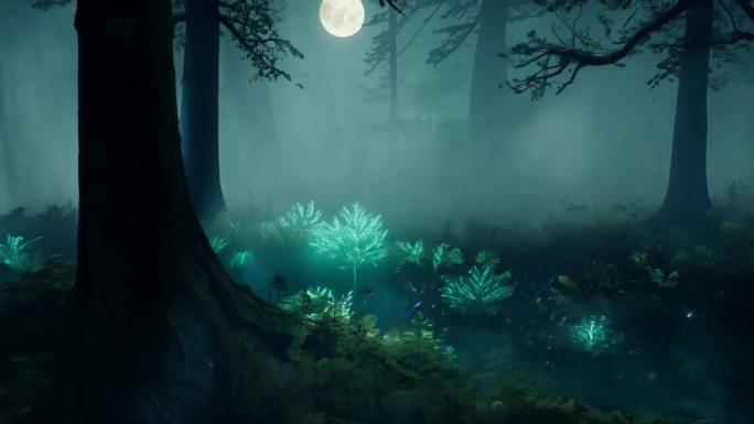 夜色森林光影