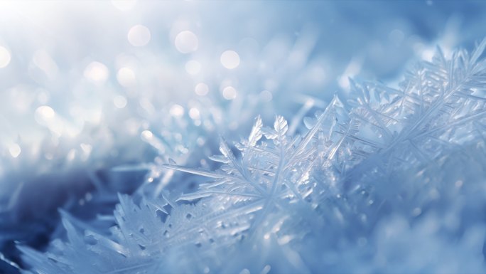 雪景冰晶雪花特写镜头