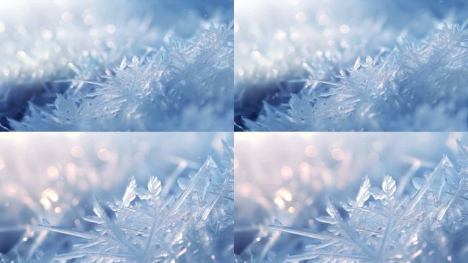 雪景冰晶雪花特写镜头