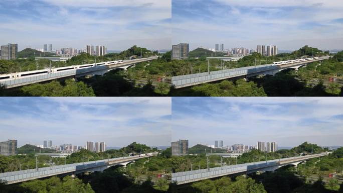 高铁高速列车快速行驶