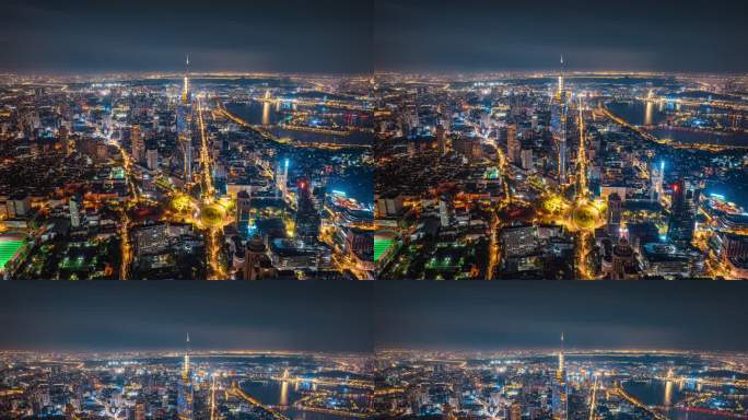 南京紫峰全景夜景航拍