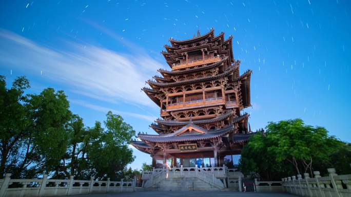 杭州望宸阁星轨夜景4k延时合集