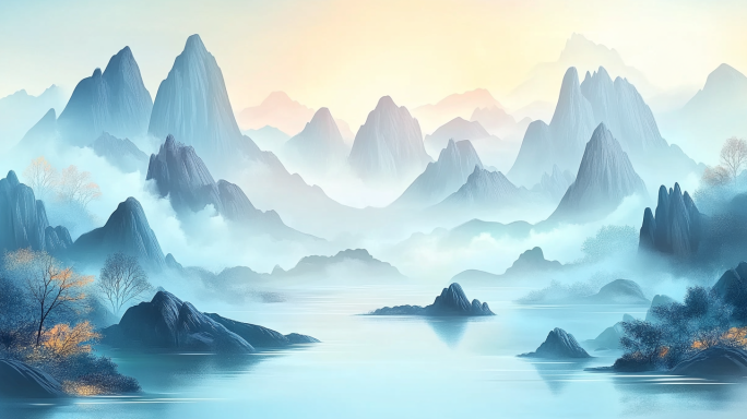 大气中国风水墨意境山水