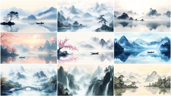 大气中国风水墨意境山水
