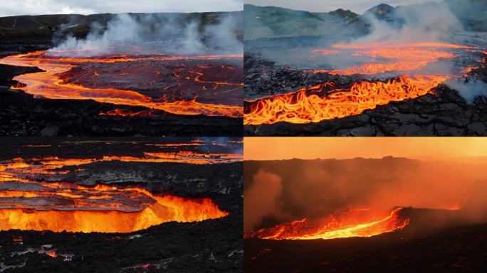 火山熔岩岩浆流动