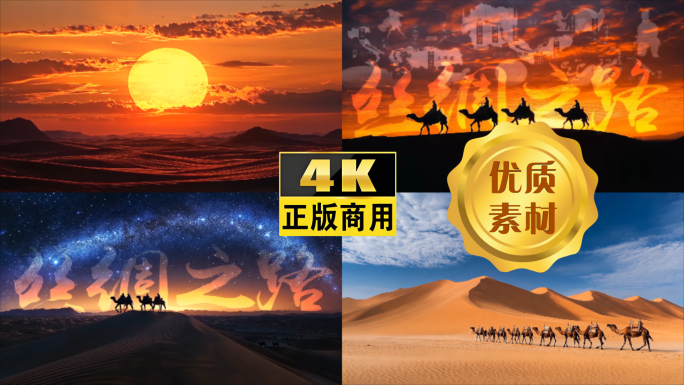 丝绸之路沙漠骆驼一带一路宣传片