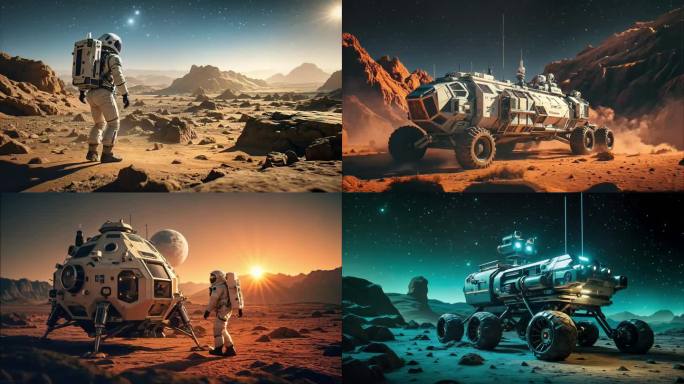 登陆火星星际移民星舰飞船火星基地火星行走