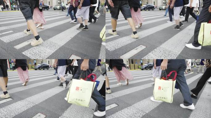 【正版素材】上海外滩斑马线步行8648