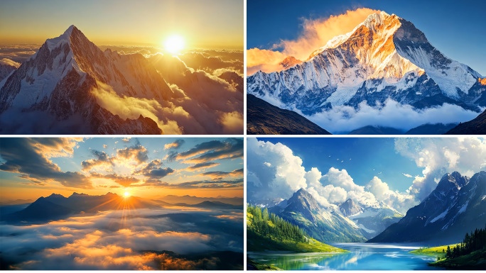 雪山高山雪山延时唯美雪山日照金山