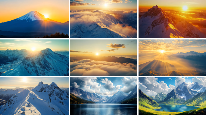 雪山高山雪山延时唯美雪山日照金山