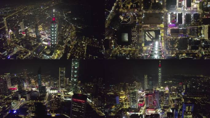 台湾台北101大楼夜景航拍【正版素材】
