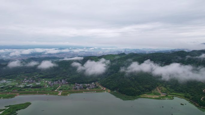 浙江宁波宁海县城风景航拍