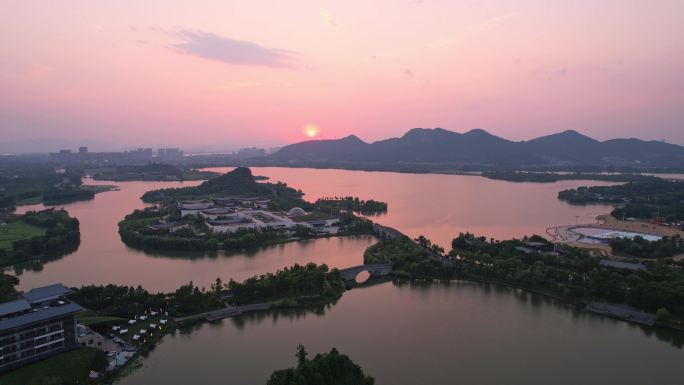 杭州湘湖世界旅游博览馆航拍