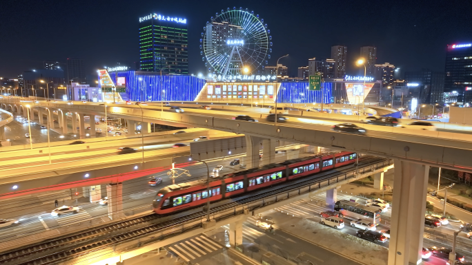 长春夜景航拍延时