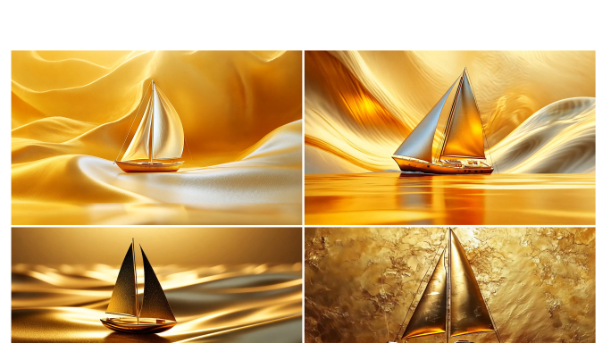 金色小船扬帆起航砥砺前行乘风破浪到达彼岸