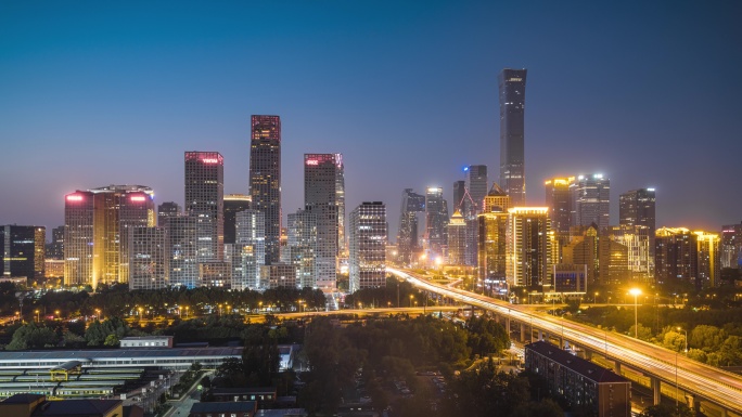 北京中央商务区城市风光CBD夜景8K延时