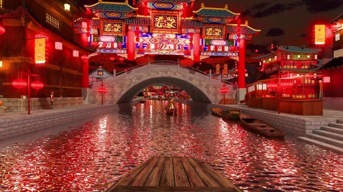 古风古楼夜市-喜庆画风