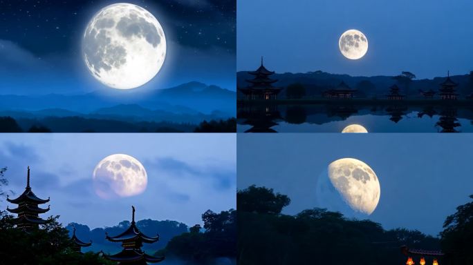 月亮升起明月中秋元宵月圆月满月
