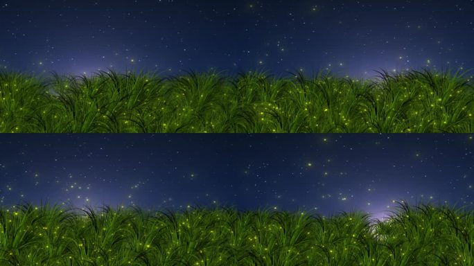 梦幻唯美草地夜空