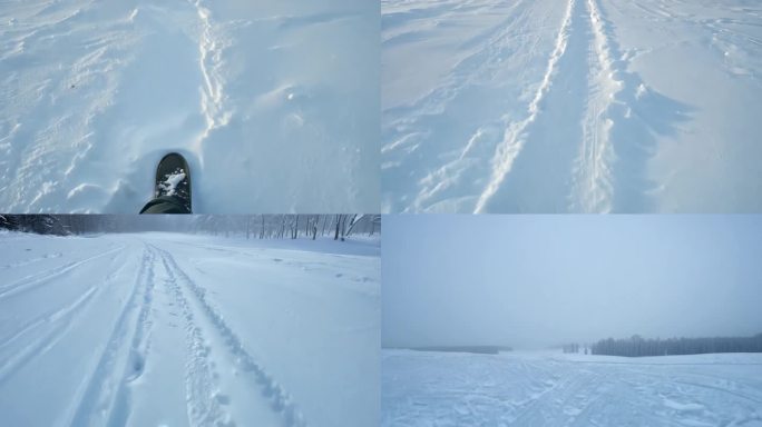 雪地上留下的脚印