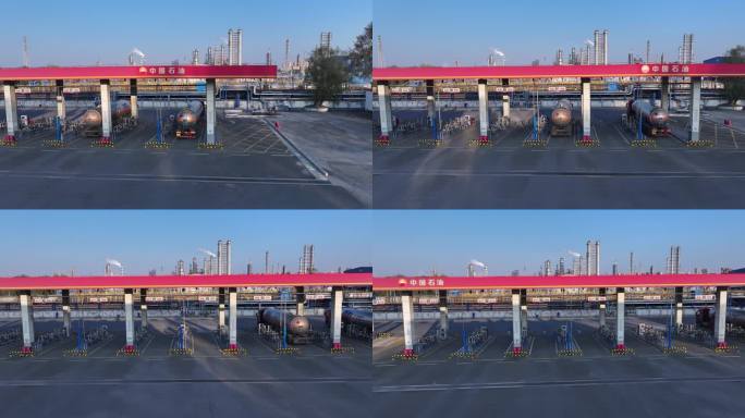 加油站 工厂加油站 油罐车加油 加油航拍