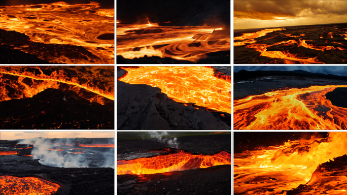 岩浆火山熔岩流动的岩浆