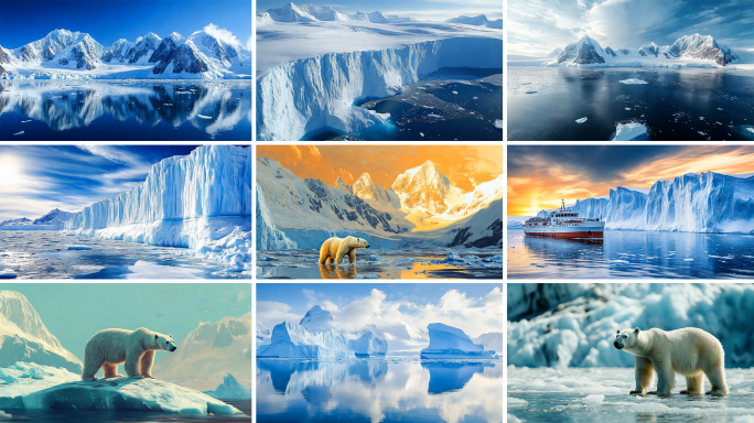 南极北极冰川冰山冰天雪地全球变暖冰雪融化