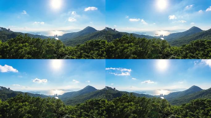 香港太平山顶俯拍香港岛深水湾延时