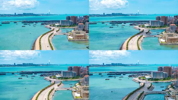 晋江市深沪镇沿海公路航拍延时
