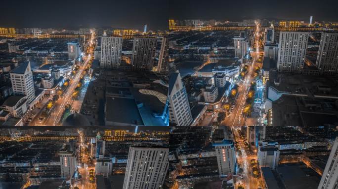 锦州市城市夜景车水马龙航拍延时