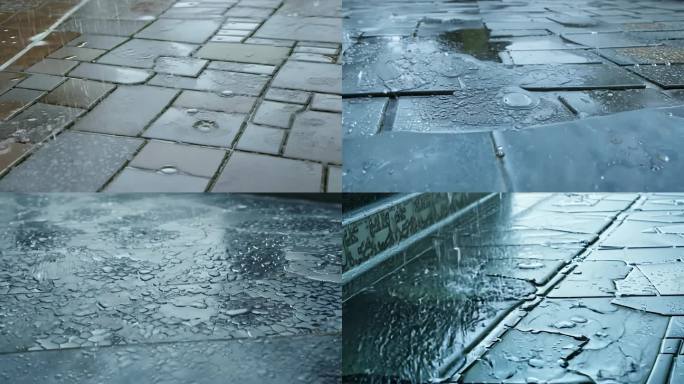 下雨天地滑 湿漉的地砖