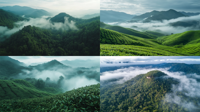 大自然 云雾森林 云雾山 茶园 高山 云