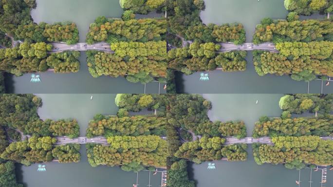 杭州杨公堤隐秀桥航拍