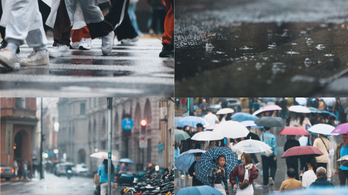 上海城市雨天唯美空镜头
