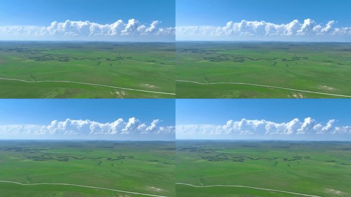 航拍内蒙古可汗山乌拉盖草原风光