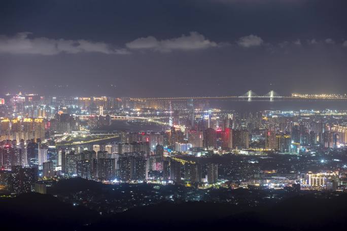 泉州晋江城区晚霞夜景延时