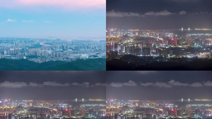 泉州晋江城区晚霞夜景延时
