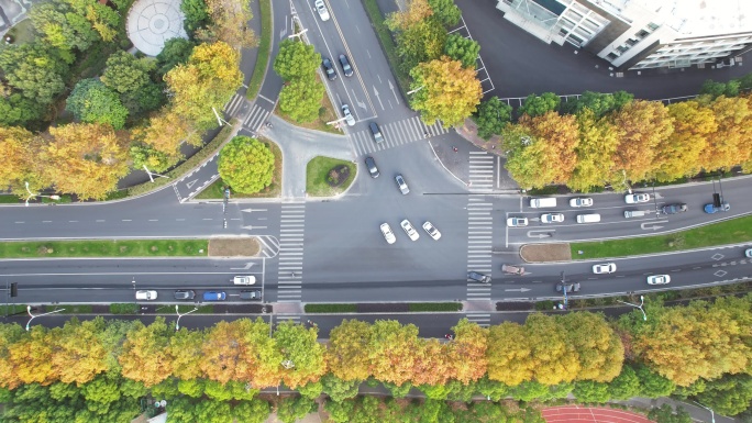 杭州萧山区城市街道风景航拍