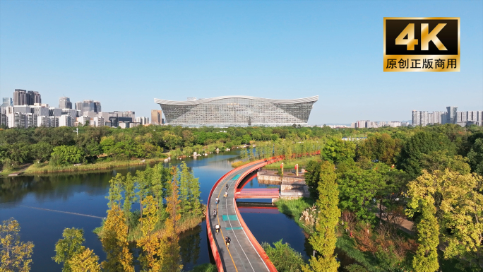 城市公园成都锦城湖绿道骑行跑步