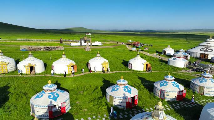 航拍内蒙古可汗山乌拉盖草原风光