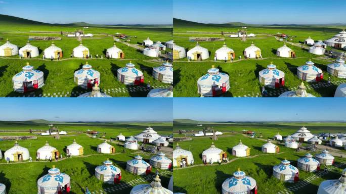 航拍内蒙古可汗山乌拉盖草原风光