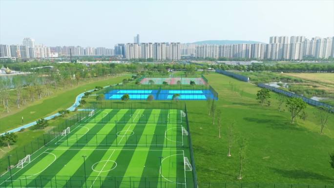 杭州临平龙安湖公园航拍