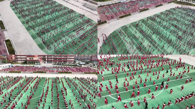 威宁七小大课间航拍学生练操